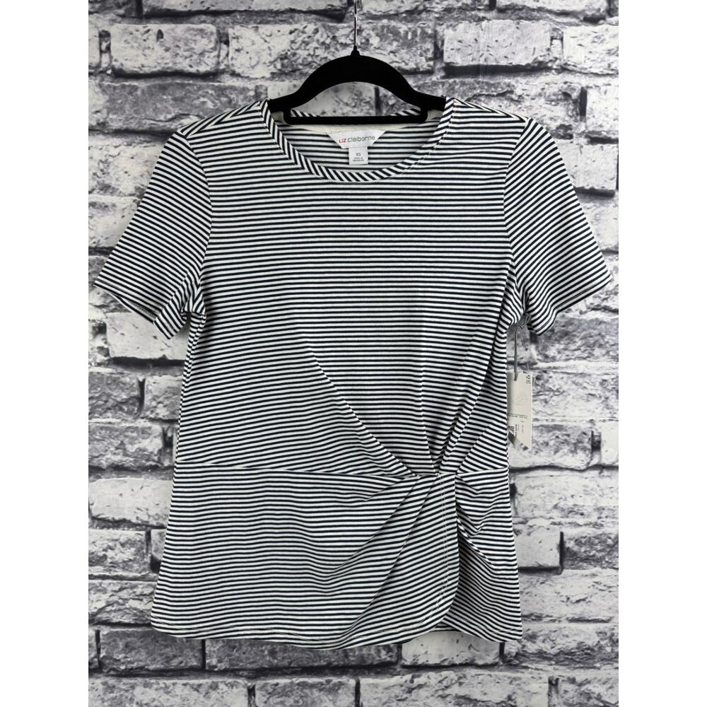 Liz Claiborne Black & White Striped Top